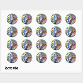 STICKER ROND CHICKADEE SUR MUMS (Feuille)