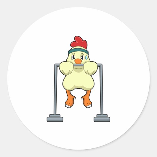 Sticker Rond Chicken at Fitness Pull-ups (Devant)