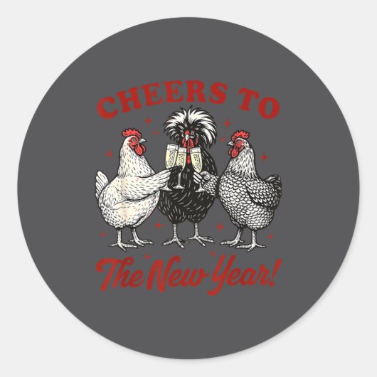 Sticker Rond Chicken Cheers To The New Year  (Devant)