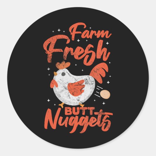Sticker Rond Chicken Nugget Farm Fraîche Butt Nuggets Distresse (Devant)