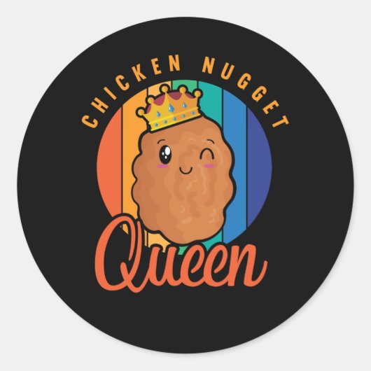 Sticker Rond Chicken Nugget Girl Foodie Queen (Devant)
