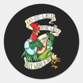 Sticker Rond Chicken Sing O De Lally Golly What A Day Funny (Devant)