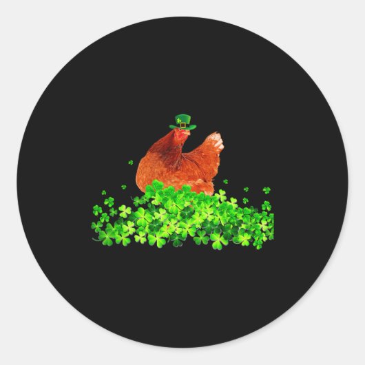 Sticker Rond Chicken St Patricks Day Chicken Lover Irish Shamro (Devant)
