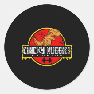 Sticker Rond Chicky Nuggies Lifting Team Chicken Nugget Lover D