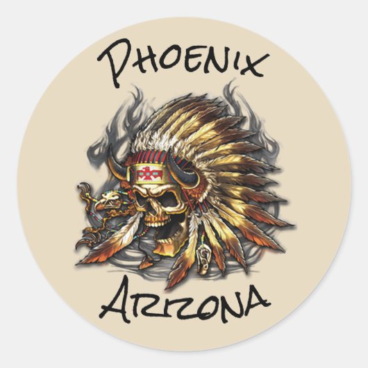 Sticker Rond Chief Bones Phoenix Arizona (Devant)