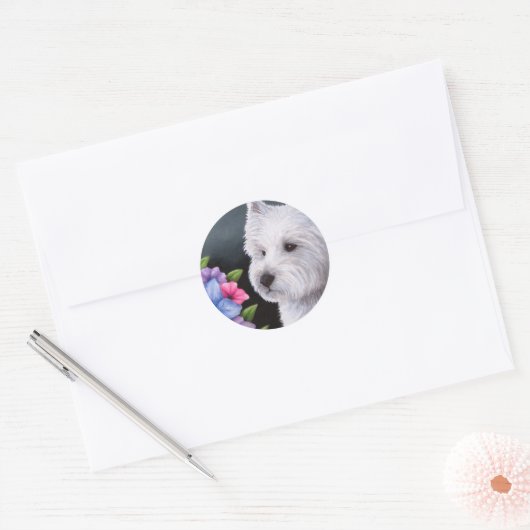 Sticker Rond Chien 82 Westie (Enveloppe)