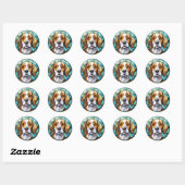 Sticker Rond Chien à col Beagle en verre doux (Feuille)