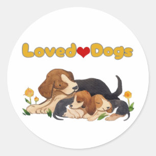 Sticker Rond chien aimé