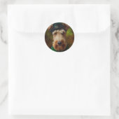 Sticker Rond chien airedale à la St. Patrick's Day (Sac)