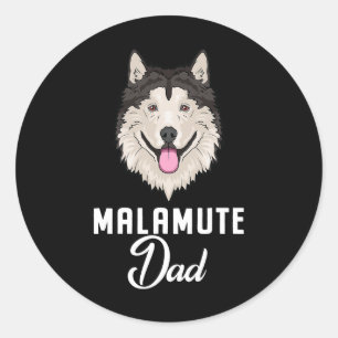 Sticker Rond Chien Alaskien Malamute Chien Papa 3