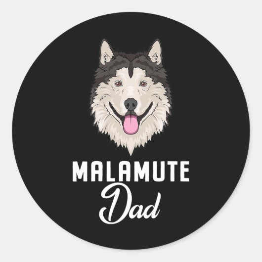 Sticker Rond Chien Alaskien Malamute Chien Papa 3 (Devant)