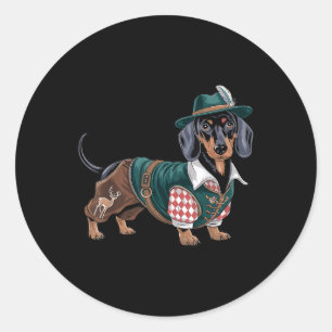 Sticker Rond Chien allemand Dachshund Bavarian Weiner Saucisse 