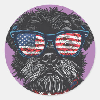 Sticker Rond Chien américain du 4 juillet