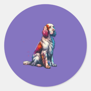 Sticker Rond Chien anglais Setter