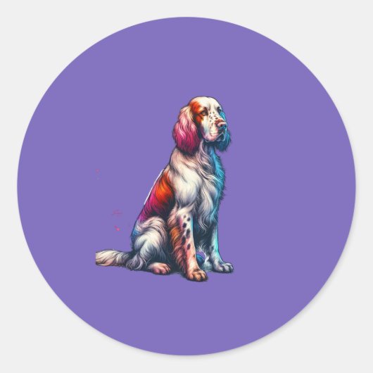 Sticker Rond Chien anglais Setter (Devant)