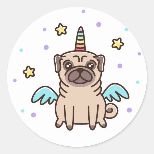 Sticker Rond Chien arc-en-ciel de Unicorne (Devant)