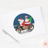 Sticker Rond Chien australien Noël Père Noël (Enveloppe)