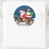 Sticker Rond Chien australien Noël Père Noël (Sac)