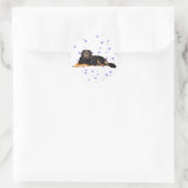 Sticker Rond Chien aux Coeurs pourpres en chute (Sac)