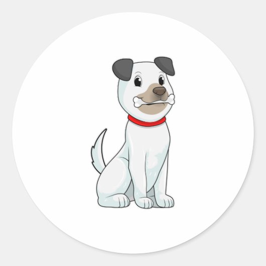 Sticker Rond Chien avec os (Devant)