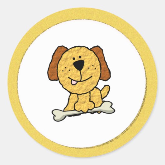 Sticker Rond Chien avec os (Devant)