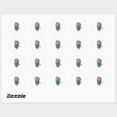 Sticker Rond Chien avec Trashcan (Feuille)