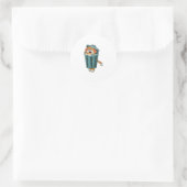 Sticker Rond Chien avec Trashcan (Sac)