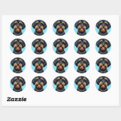 Sticker Rond Chien avec une chaîne (Feuille)