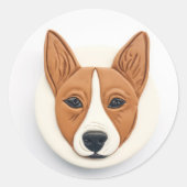 Sticker Rond Chien Basenji Inspiré 3D (Devant)