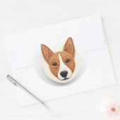 Sticker Rond Chien Basenji Inspiré 3D (Enveloppe)