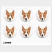 Sticker Rond Chien Basenji Inspiré 3D (Feuille)