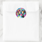 Sticker Rond Chien Beagle dynamique (Sac)