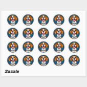 Sticker Rond Chien Beagle mignon (Feuille)