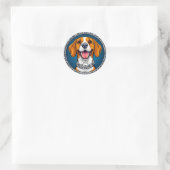 Sticker Rond Chien Beagle mignon (Sac)