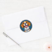 Sticker Rond Chien Beagle mignon (Enveloppe)