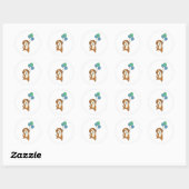 Sticker Rond Chien beagle Monte Avec Des Ballons (Feuille)