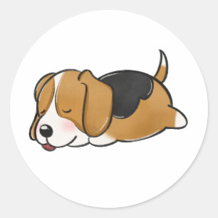 Sticker Rond Chien, Beagle, Nature