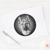 Sticker Rond Chien berger allemand (Enveloppe)