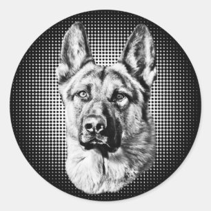 Sticker Rond Chien berger allemand