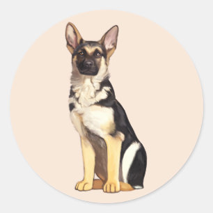 Sticker Rond Chien berger allemand