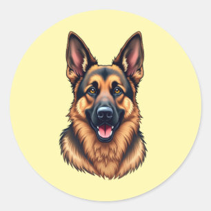 Sticker Rond Chien berger allemand - Amour de chien loyal et in