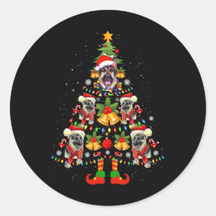 Sticker Rond Chien berger allemand Santa Hat sapin Noël Noël No