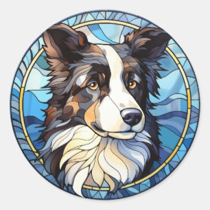 Sticker Rond Chien berger australien en verre doux