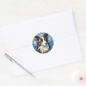Sticker Rond Chien berger australien en verre doux (Enveloppe)
