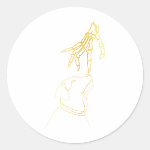 Sticker Rond Chien Black Lover Squelette main drôle Halloween 2