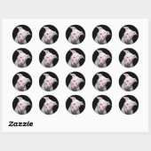 Sticker Rond Chien blanc amoureux, Scellé avec baisers en bâton (Feuille)