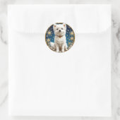 Sticker Rond chien blanc duveteux (Sac)