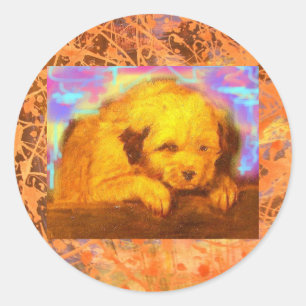 Sticker Rond chien blanc goutte