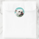 Sticker Rond Chien blanc mignon Bulldog (Sac)