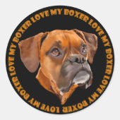 Sticker Rond Chien Boxer (Devant)